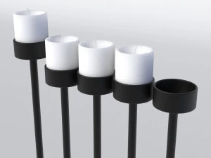 black menorah 5 candles 3D Model