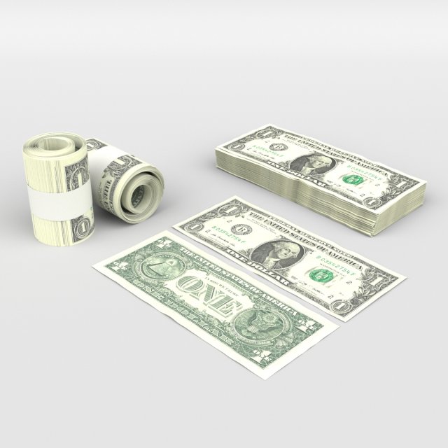 1 us dollar 3D Model .c4d .max .obj .3ds .fbx .stl .blend 
