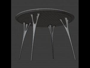 marble table with casting metal legs 3D Model
