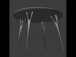 marble table with casting metal legs 3D Model