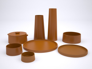 clay tableware set 3D Model