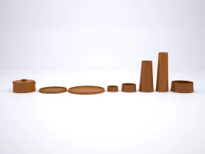 clay tableware set 3D Model