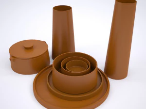 clay tableware set 3D Model