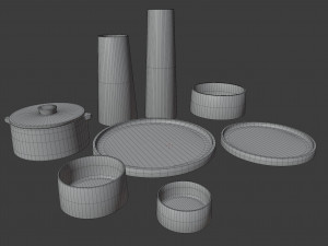 clay tableware set 3D मॉडल