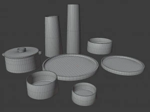 clay tableware set 3D Model