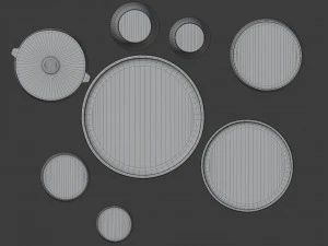 clay tableware set 3D Model