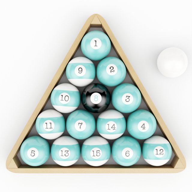 wood pool triangle and ball set Modelo 3D .c4d .max .obj .3ds .fbx .stl .blend 
