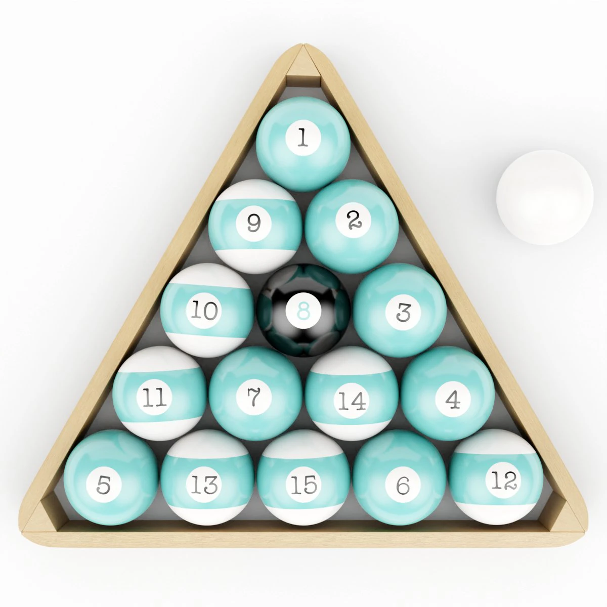 wood pool triangle and ball set 3D Model .c4d .max .obj .3ds .fbx .stl .blend
