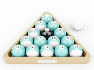 wood pool triangle and ball set 3D Model