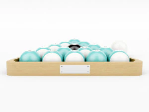 wood pool triangle and ball set 3D Model
