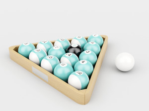 wood pool triangle and ball set Modelo 3D