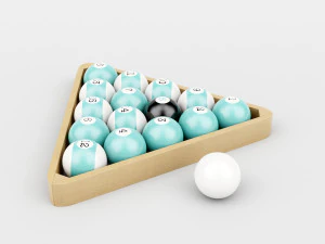 wood pool triangle and ball set 3D Model