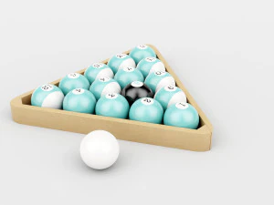 wood pool triangle and ball set 3D Model