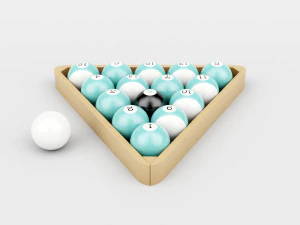 wood pool triangle and ball set 3D Model