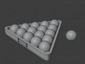wood pool triangle and ball set 3D Model
