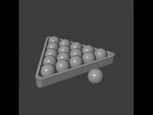 wood pool triangle and ball set 3D Model