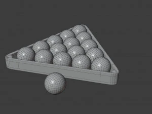 wood pool triangle and ball set 3D Model