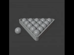 wood pool triangle and ball set 3D Model