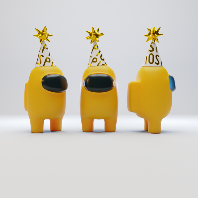 among us yellow party hat character 3D 模型 .c4d .max .obj .3ds .fbx .stl .blend 