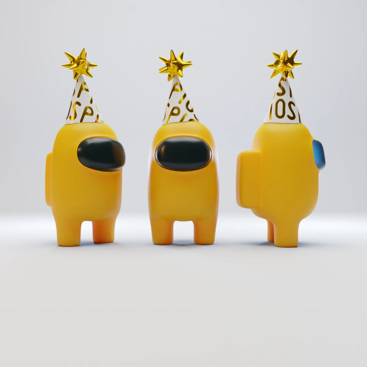 among us yellow party hat character 3D Model .c4d .max .obj .3ds .fbx .stl .blend 