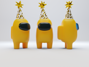 among us yellow party hat character 3D Model