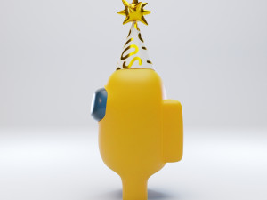 among us yellow party hat character 3D 模型