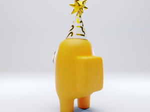 among us yellow party hat character 3D 模型