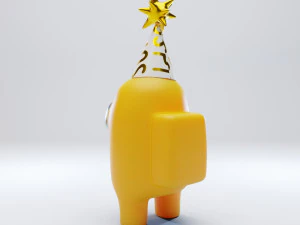 among us yellow party hat character 3D Model