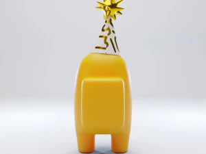 among us yellow party hat character 3D Model