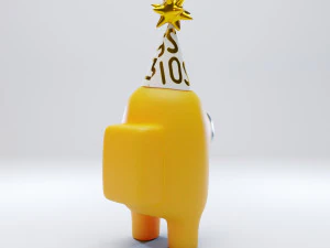 among us yellow party hat character 3D Model
