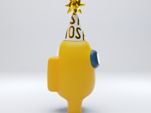 among us yellow party hat character 3D 模型