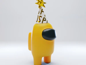 among us yellow party hat character 3D Model