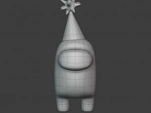 among us yellow party hat character 3D Model