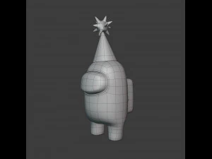 among us yellow party hat character 3D Model