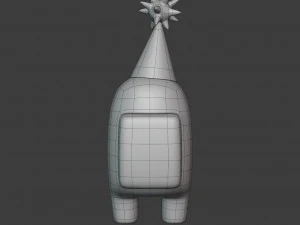 among us yellow party hat character 3D Model
