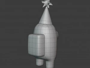among us yellow party hat character 3D Model
