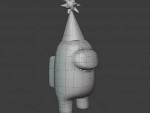 among us yellow party hat character 3D Model