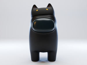 among us cat head hat character Model 3D