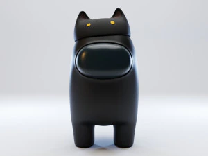 among us cat head hat character 3D Model