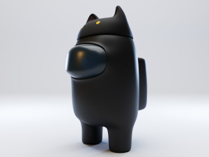 among us cat head hat character Model 3D