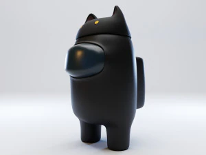 among us cat head hat character 3D Model