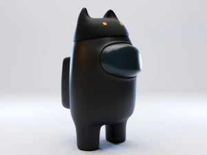 among us cat head hat character 3D Model