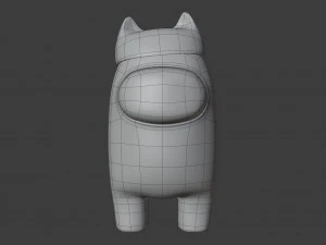 among us cat head hat character 3D Model