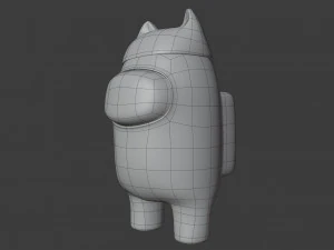 among us cat head hat character 3D Model