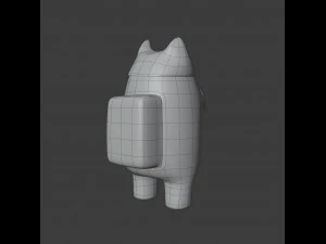 among us cat head hat character 3D Model