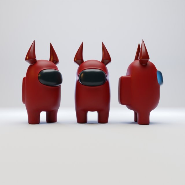 among us devil horns character 3D Model .c4d .max .obj .3ds .fbx .stl .blend 