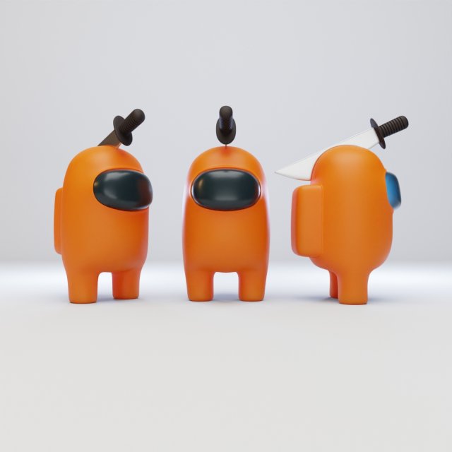 among us knife hat character 3D 模型 .c4d .max .obj .3ds .fbx .stl .blend 
