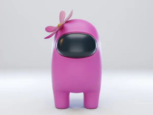 among us flower hat character 3D Model