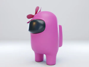 among us flower hat character 3D Model