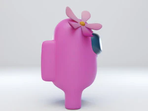 among us flower hat character 3D Model